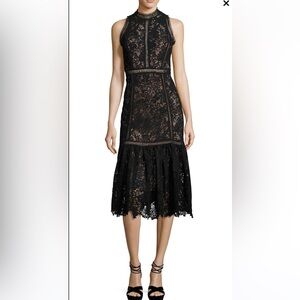 “Brand New” Black lace midi dress “Rebecca Taylor”